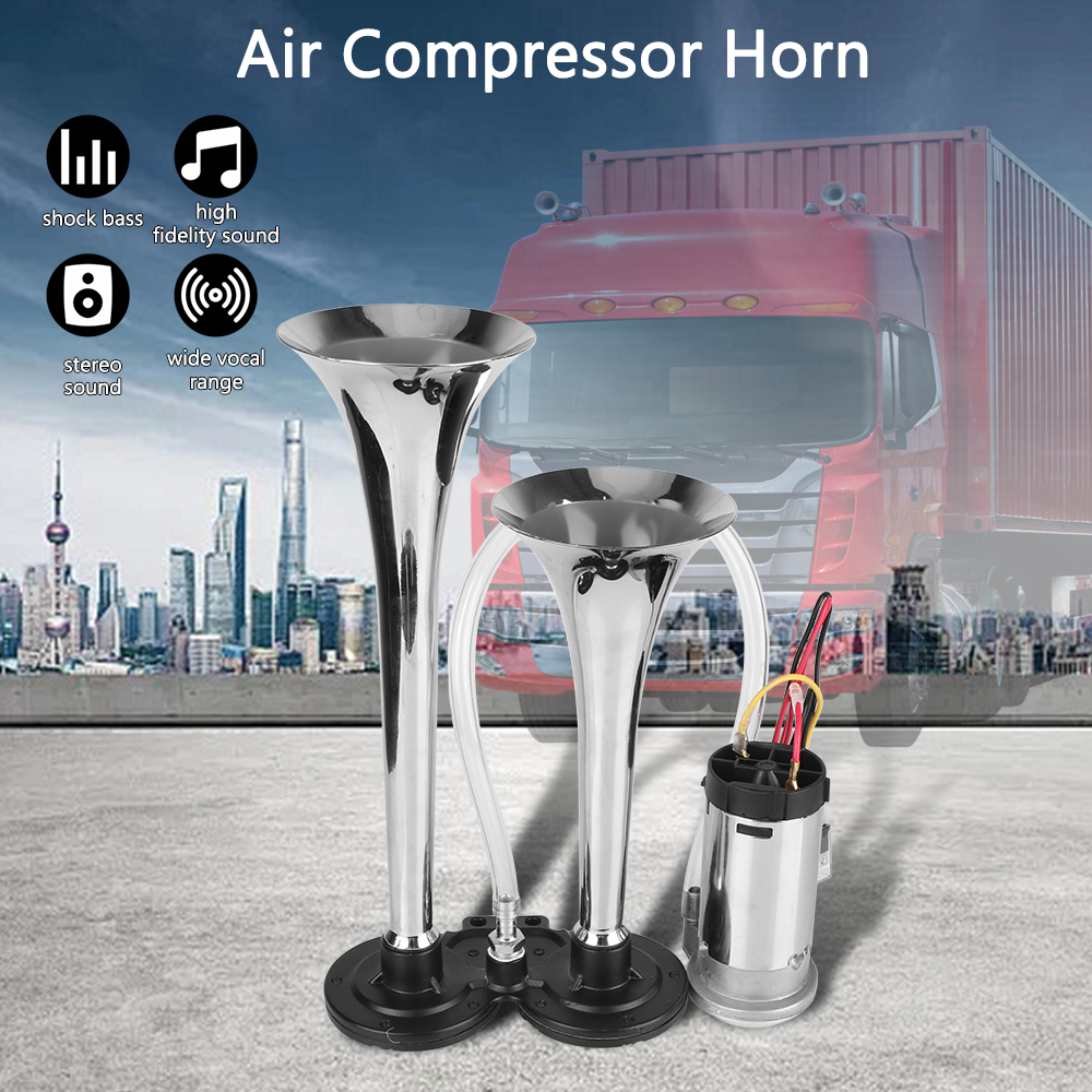Mit Luftkompressor Dual Trompeten Hupe Auto Elektrische Hupe Für Motorrad Stiefel Lkw Modifikation 12V 80A Relais 12V 150dB Laut