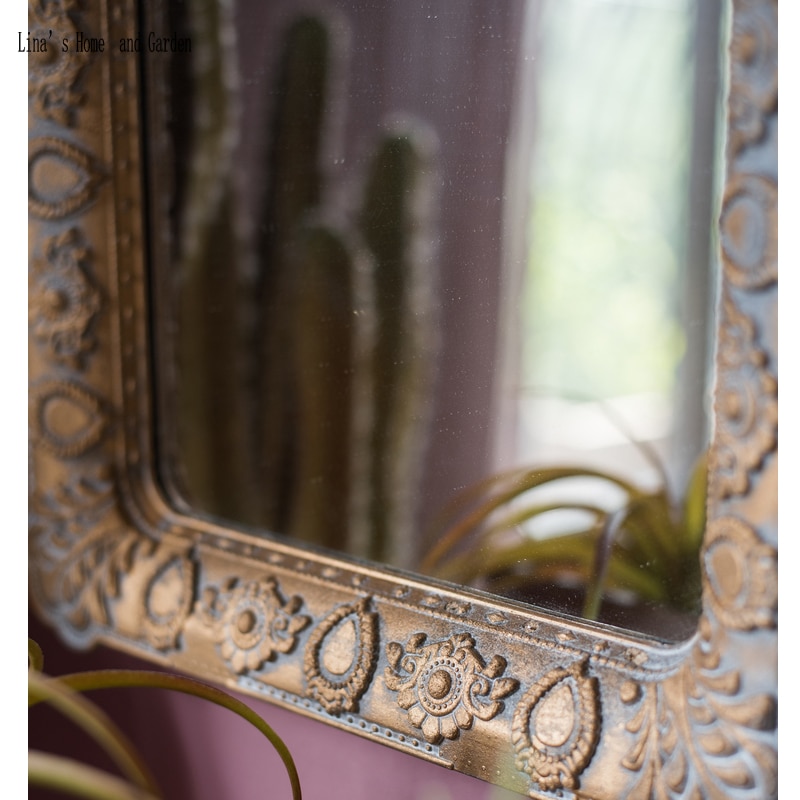 handcrafted classic antique french gold rectangle mdf wall mirror