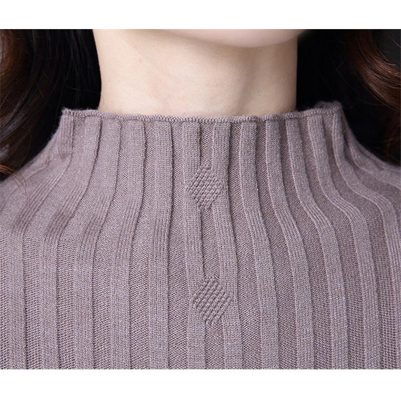 Women Autumn Winter Dress Turtleneck Long Sleeve Plaid Knitted Sweater Dress Female Loose Sweaters Pullovers Dress 315