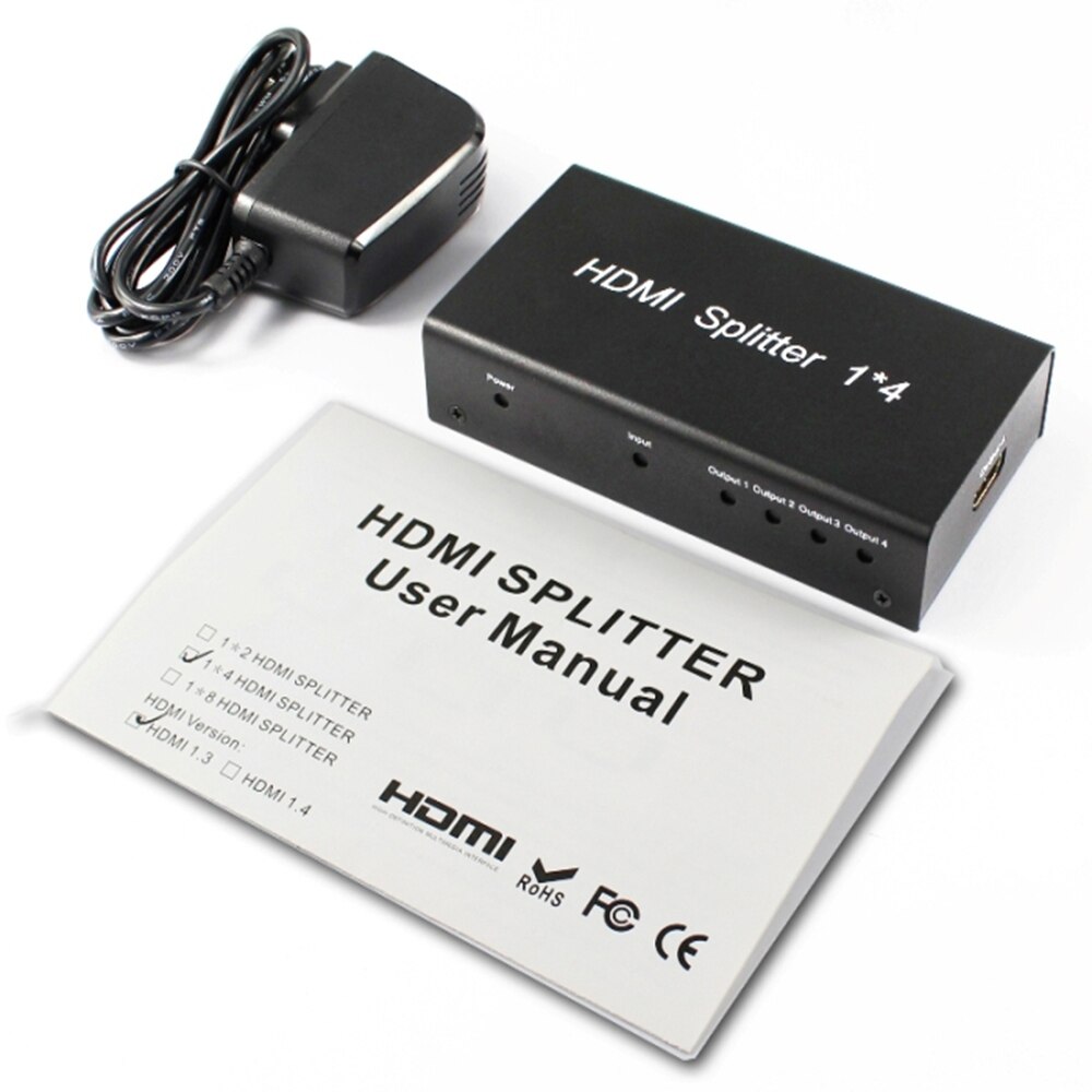 HDMI One-to-Four Splitter 1X4 HDMI One In Four Out Support 1080P HD TV Divider