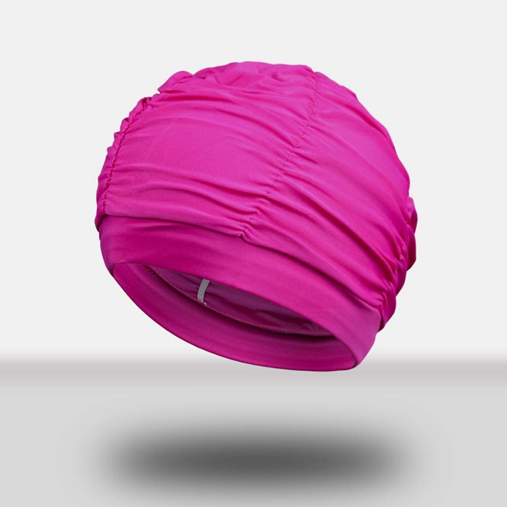 1 Stuk Van Gratis Size Badmuts Elastische Hoofdband Bloem Print Zwembad Badmuts Lang Haar Bescherming Badmuts: rose red