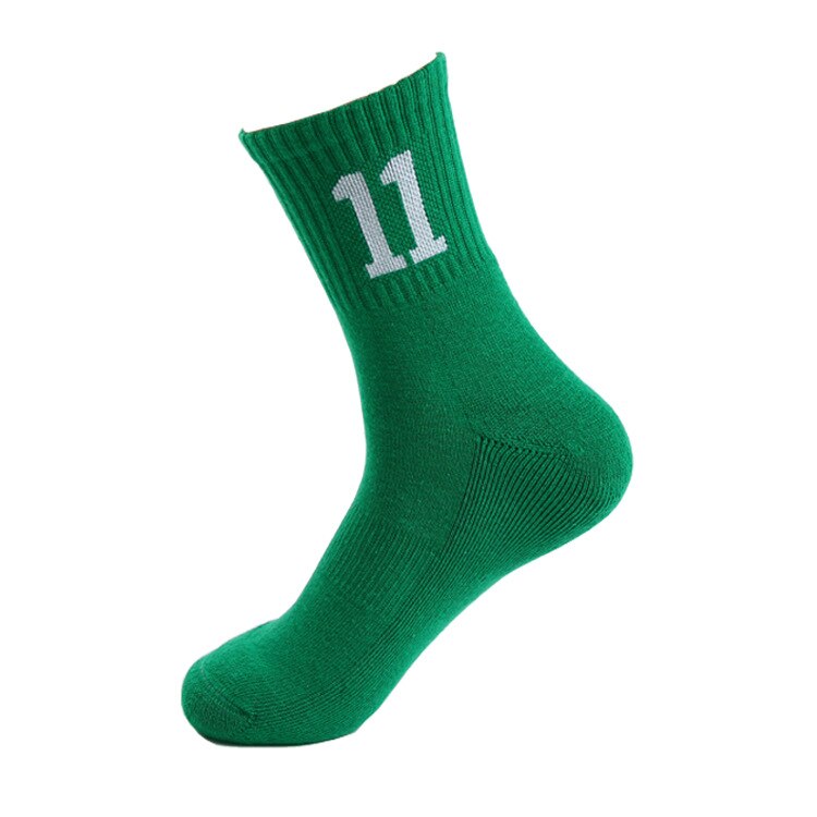 Brothock Uomini di pallacanestro con numero di stelle di cotone squadra modello digitale di sport calze fondo asciugamano ammortizzatore elite calzini: Green NO.11