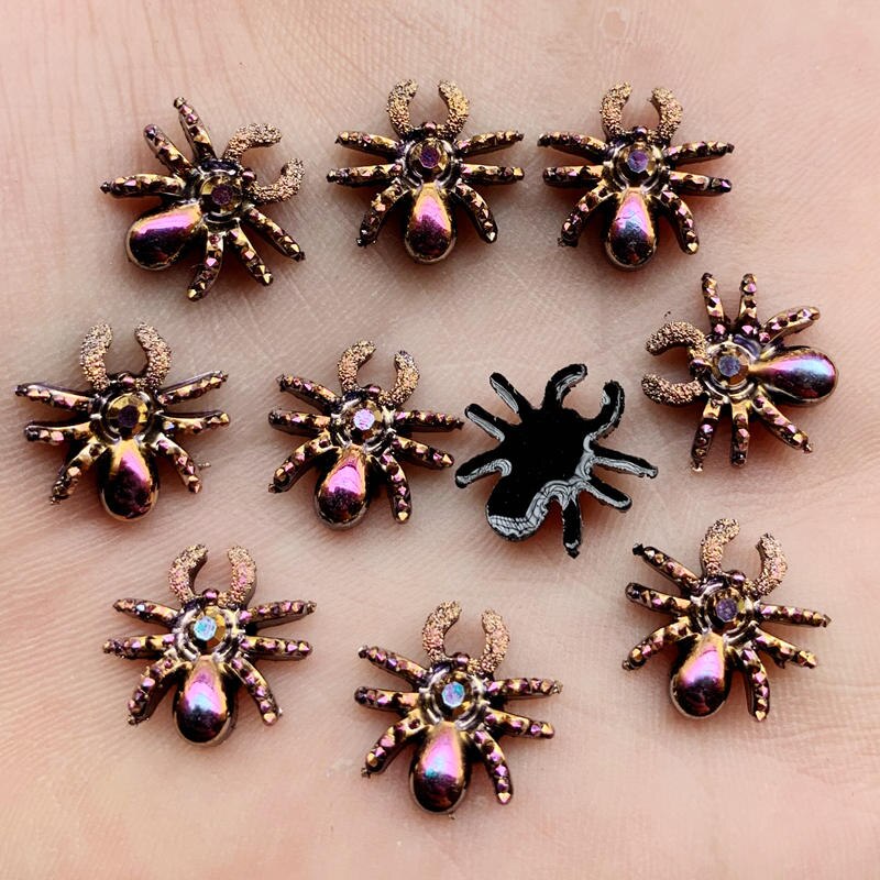 30Pcs Glitter Gold &amp; Silver &amp; Golden Rose Spider 3d Charms Sieraden Hars Diy Decoraties Stickers Oorbellen