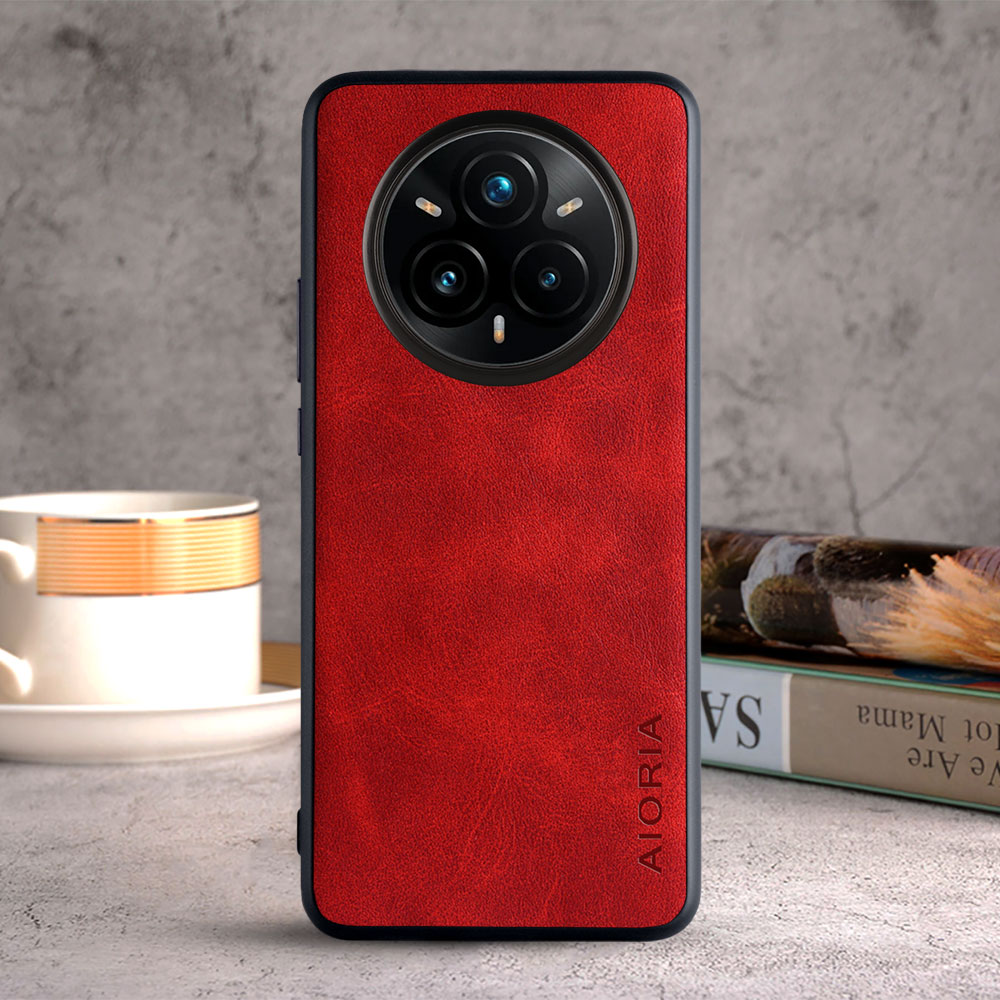 Etui til oppo realme 14 pro plus realme 13 pro plus 5g 4g coque luksuriøst vintage lædercover fundas til realme 14 pro etui: Rød / Realme 14 pro+