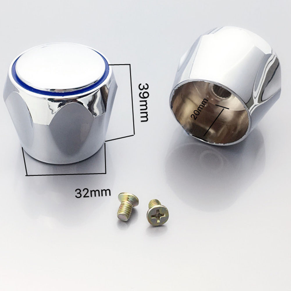 & COLD TAP Kraan Handvat Kraan Handvat METAAL VERCHROOM VERVANGING TOP HOOFD COVERS 2 STUKS Badkamer 3.2x3.9cm