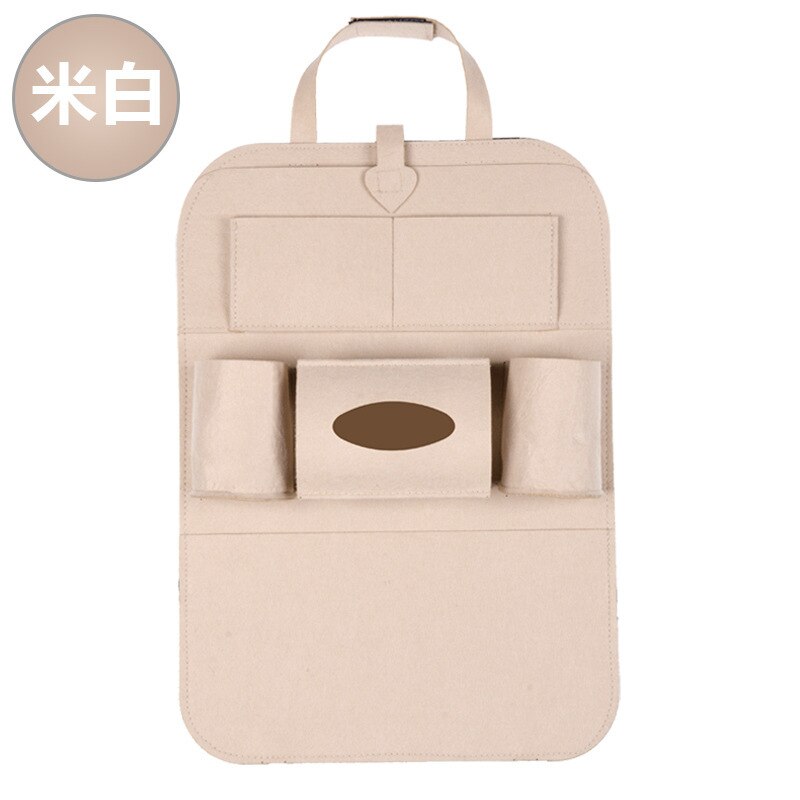 car Accept Bag Felt Chair Hanging Bag Automobile Back Pocket Function Vehicle Bag: White