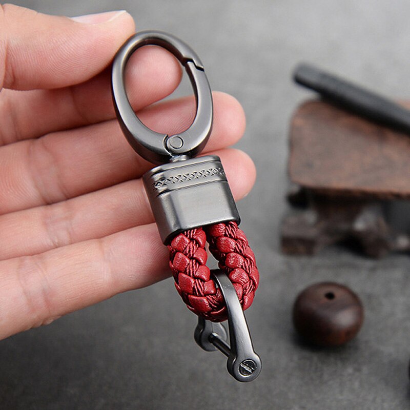 Neue handgewebte Leder Auto Schlüsselanhänger Männer Frauen Seil Schlüsselanhänger Taille Schlüsselanhänger Charme Metall Schlüsselhalter Schmuck