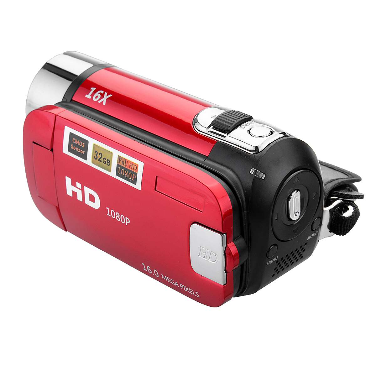 1080P HD Digital Camera Portable Videocamcoder Videocam DV for Home Use Travel Video Camcoder 270 Degrees Rotatable Screen: Red