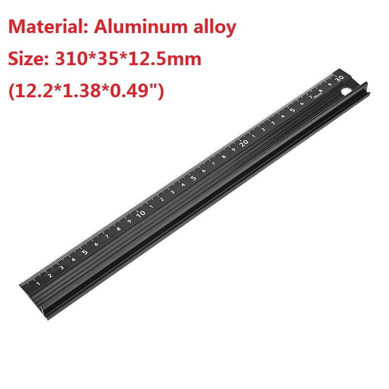 Woodworking Ruler Multi-functional Aluminum Alloy Protective Non-slip Wood Cutting Straight Ruler Woodworking Tools Ruler: 300mm