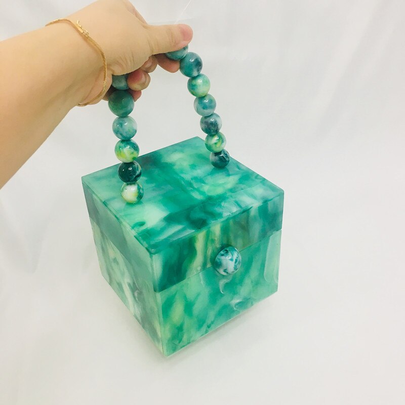 marbrure blanc acrylique sac à main boîte embrayage sacs à main de luxe femmes Bgas concepteur messager plage voyage été acrylique sacs à main