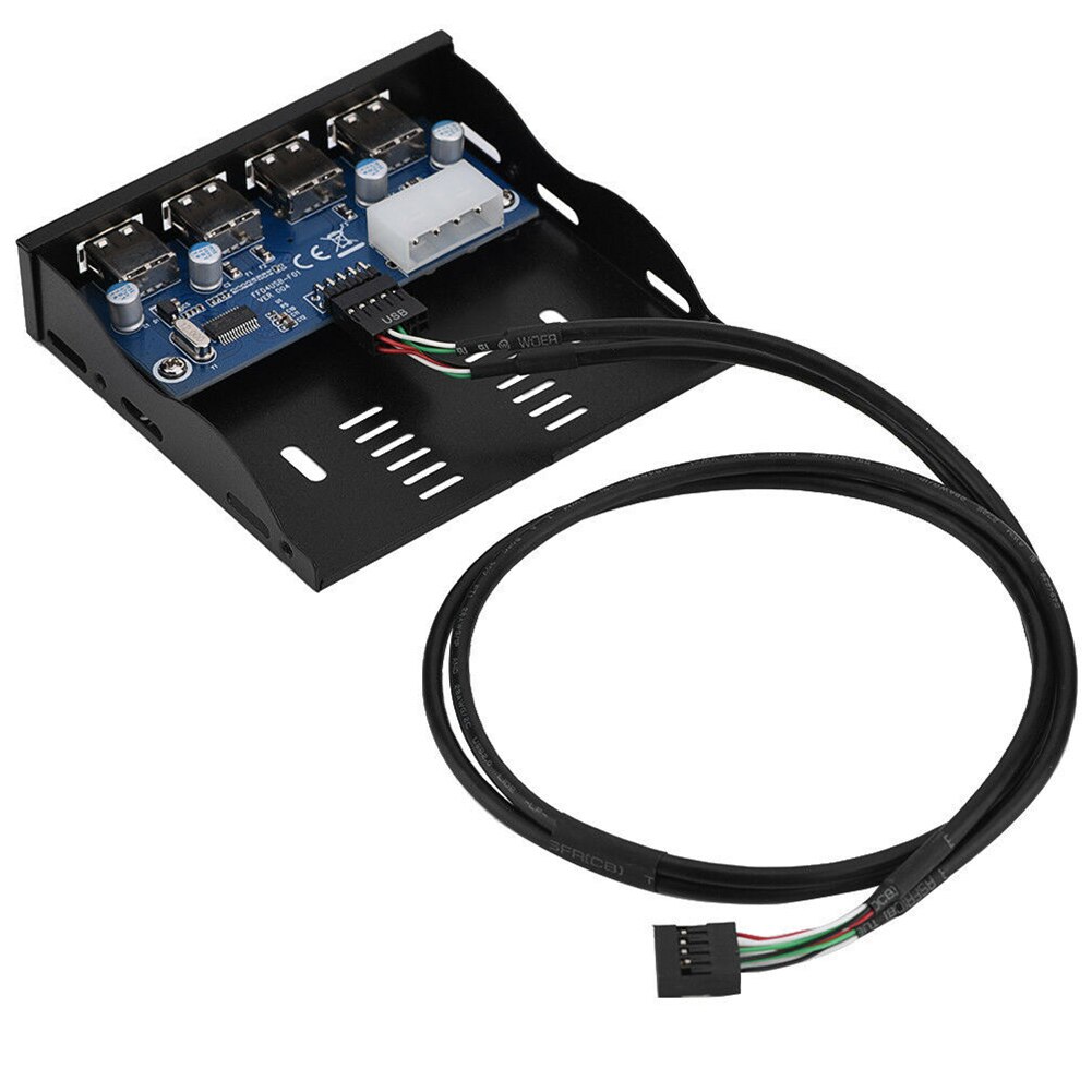 4 Port USB 2.0 Computer Desktop 9 Pin Front Panel PC Bracket With Screws Hub Adapter Cable Media Dashboard Internal Floppy Bay