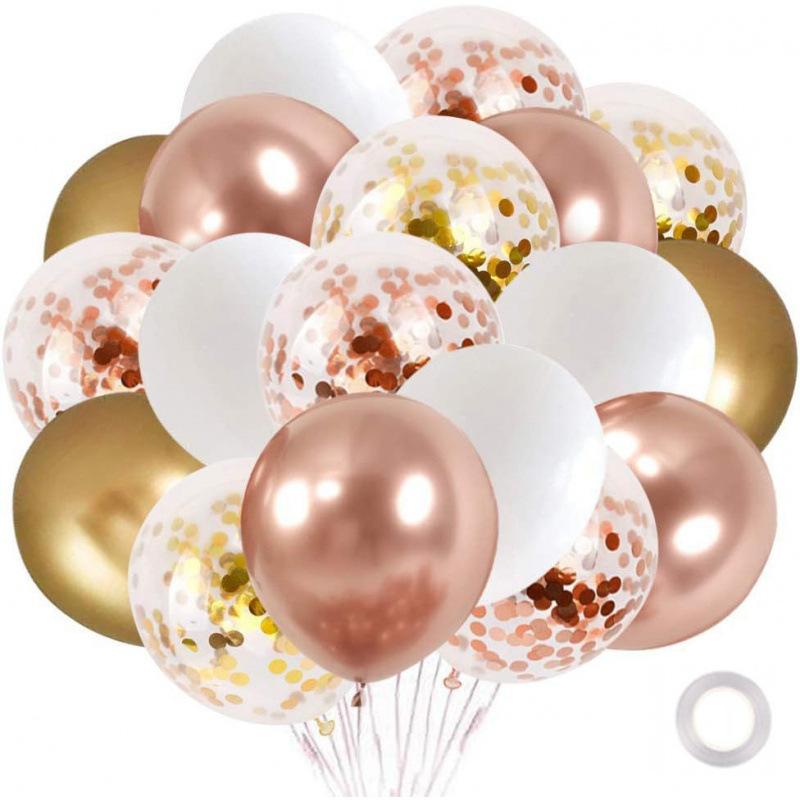 30 Uds. Globos blancos y dorados de 10/12 pulgadas, globos blancos perlados, globos de confeti dorados para cumpleaños, bodas, de aniversario: Emerald