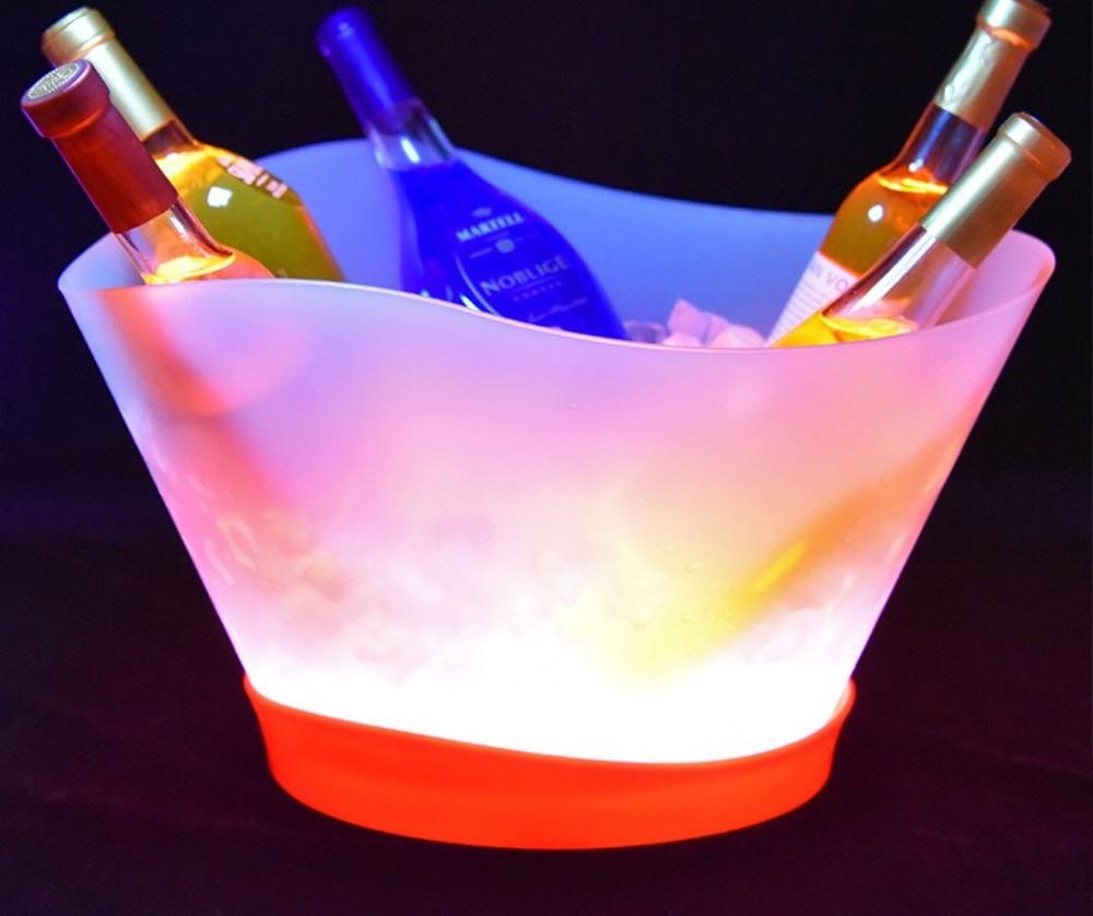 12L LED Rechargeable Ice Buckets Color Changing Wine whisky Cooler boat shaped Champagne Beer Holder for bar nightclub 7A