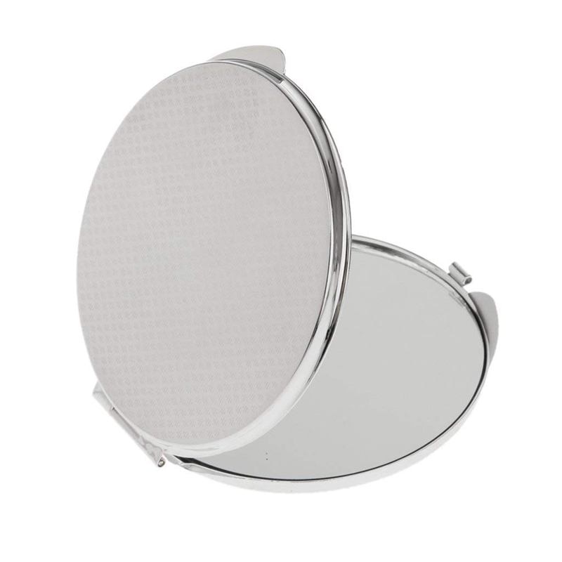 Foldable pocket mirror Cosmetics Compact Makeup Mirror - Silver: Default Title