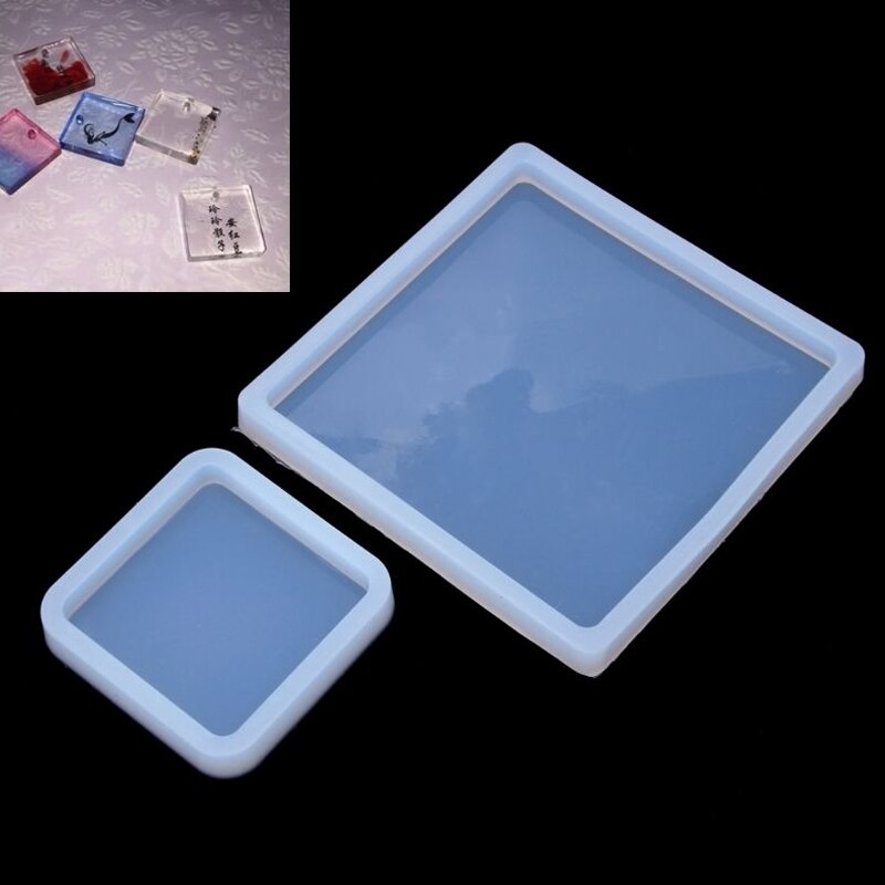 Geometric Epoxy Resin Silicone Mold DIY Round Cup Mat Pad Handmade Crafts Making Molds Transparent Square Round Mirror Mould