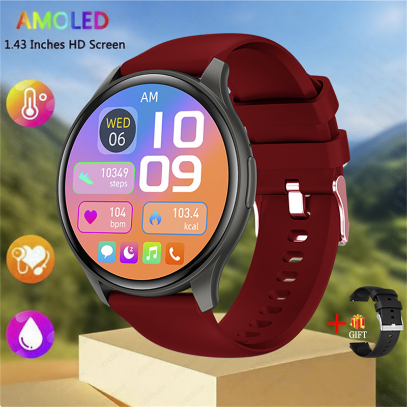 2025 novo para xiaomi huawei 1.43 polegadas bluetooth chamada smartwatch feminino masculino amoled 466*466 hd pixel display smartwatches senhoras: Marrom