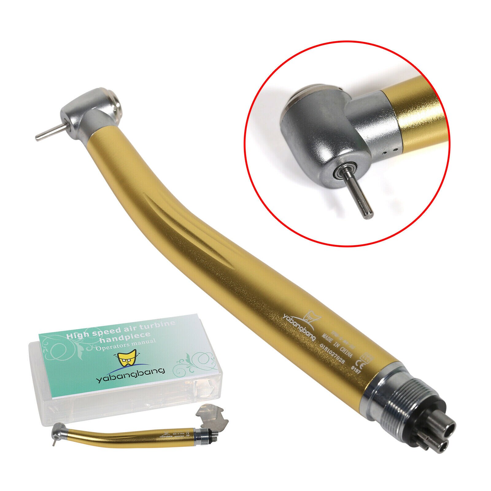 Pieza de mano quirúrgica Dental de alta velocidad, turbina de aire con botón de cabeza estándar y cartucho, estilo NSK Pana Max, 2/4 agujeros, Color dorado