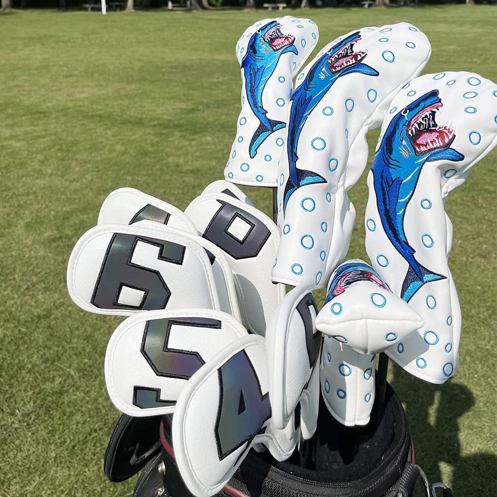 Big Shark Golf Driver Head Covers,1 Wood Driver Head Cover,Golf Wood Headcovers-Leather Durable Easy on Off Golf Club Protective