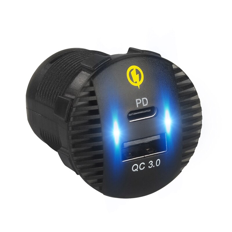 12V 24V QC3.0 Usb 18W Type C Pd Snelle Autolader Voor Suv Auto Boot Marine N0HC