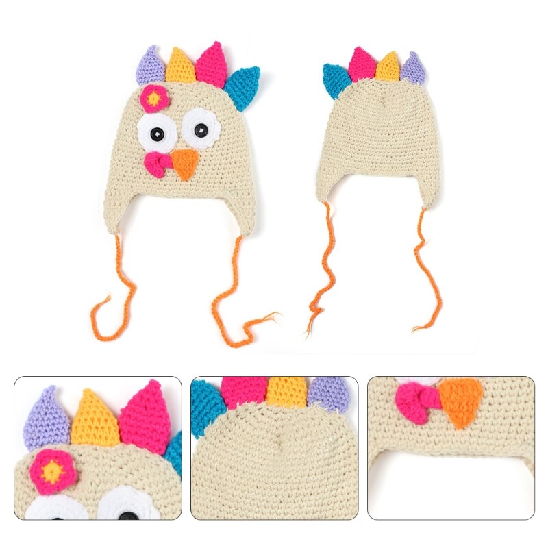 Peuter kinderen baby winter warme cartoon muts grappige kalkoen thanksgiving kostuum gebreide muts feest fotografie prop