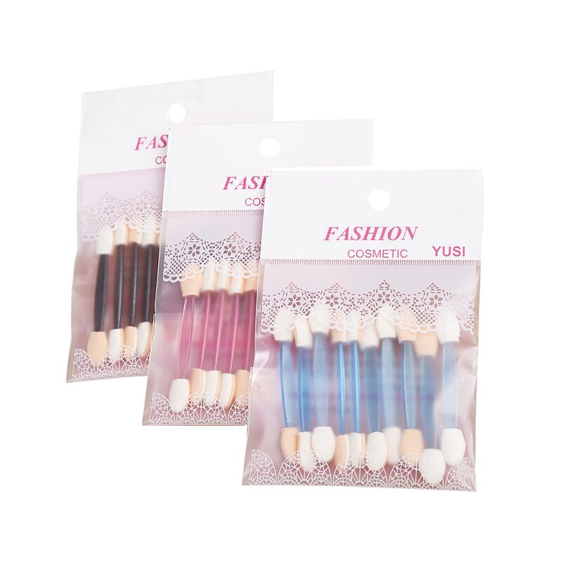 Pinceles de maquillaje de doble punta, aplicadores de sombra de ojos suaves, esponja, herramienta de cepillo desechable para sombra de ojos, herramienta cosmética, 10 Uds.