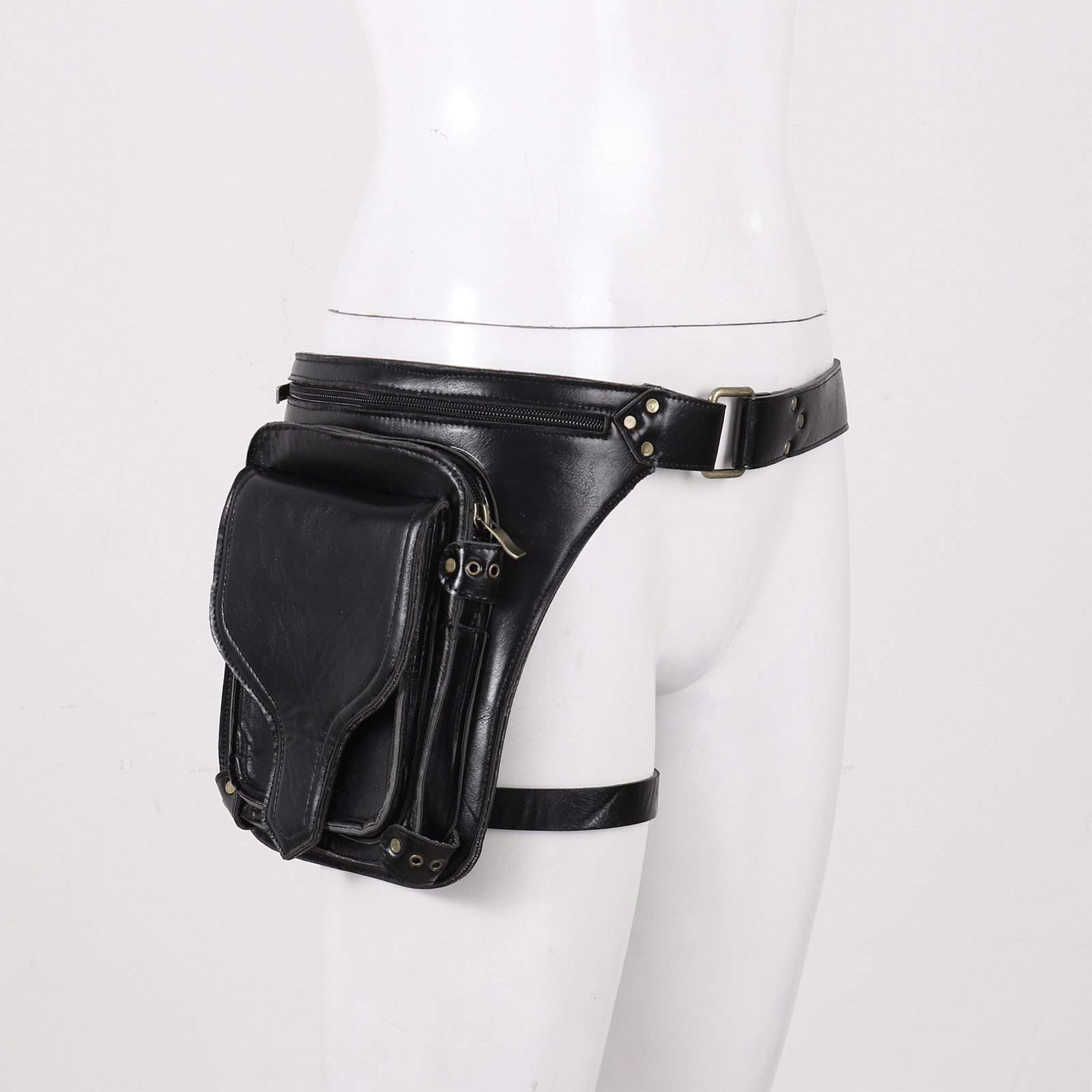 Unisex Retro Rubber Satchel Bag Casual Crossbody Shoulder Handbag Messenger Bag Travel Waist Belt Pack Leg Bag