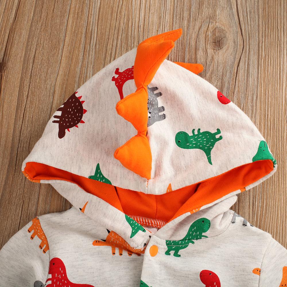Pudcoco 0-24M Del bambino Del bambino Della Ragazza del Ragazzo Del Capretto corpo e Pagliaccetti Manicotto Lungo Dinosauro Arrampicata Tuta Del Pagliaccetto di Autunno con Cappuccio Vestiti