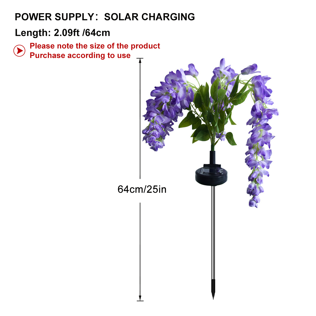 1pc solar wisteria flower lamp LED garden courtyard decoration lamp Waterproof lawn lamp Garden landscape lawn villa decoration