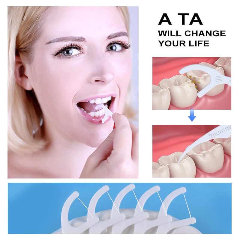 100 stücke Kunststoff Zahnseide Stock Nylon Draht Tragbare Zähne Pflege Reiniger Zahn Reinigung Werkzeuge einstellen Für Oral Hygiene