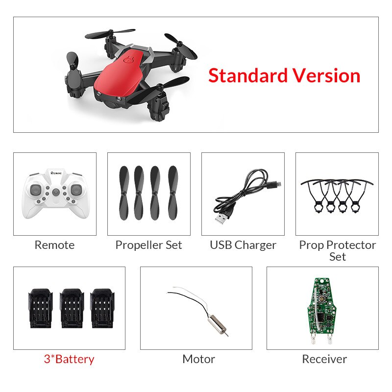 Eachine E61 Mini Drone Hight Hold Mode RC Quadcopter RTF WiFi FPV Foldable Helicopter VS HS210: redstandard3battery