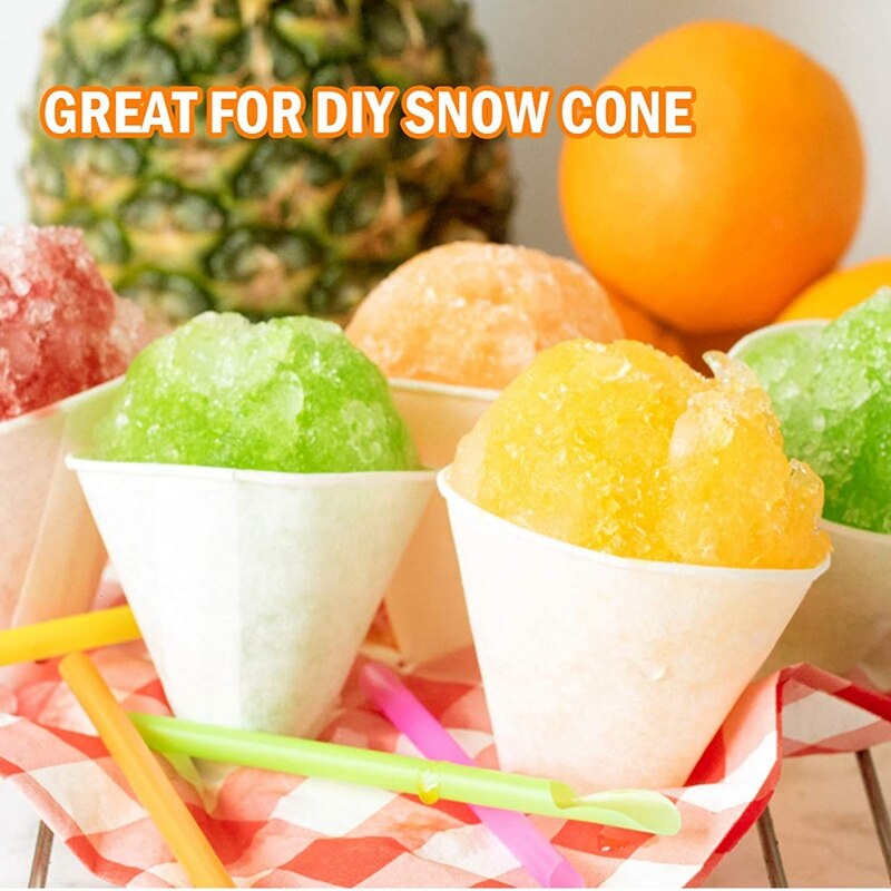 White Paper Cone Cups, Snow Cone Cups,Coated Leakproof Cone Paper Cups for Slush, Shaved Ice, Water 200Pcs