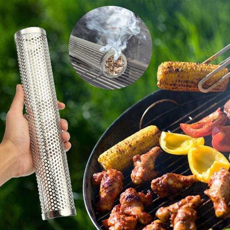 15/30cm Square Round BBQ Grill Cold Smoking Mesh Smoke Tube Generator Smoker Stainless Pellet V2E1