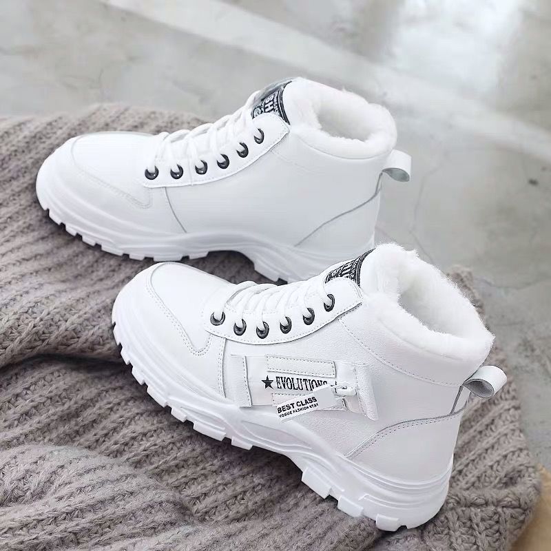 Winter Dames Schoenen Lace Up Vrouwen Sneakers Sneeuw Enkel Laarzen Waterdichte Warme Platform Botas Vrouw Schoeisel Botas De Mujer: WHITE / 38