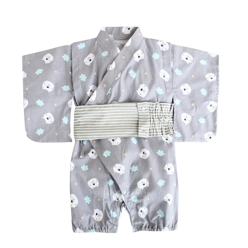 Yukata-Conjunto de ropa tradicional japonesa para niños, mono con estampado de animales, Kimono Retro asiático, mono Obi