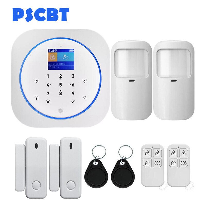 Tuya-sistema de alarma GSM para seguridad del hogar, tarjeta SIM, marcador de teléfono, aplicación de Control remoto, 11 idiomas, alarma antirrobo: Kit 13