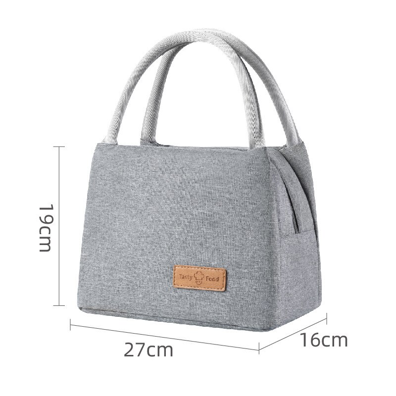 Wasserdichte Tragbare Isolierte Kühltasche Thermische Einfache Leinen Handtasche zu Arbeiten Schulter Gurt Bento Mittagessen Tasche für Lebensmittel: 27x16x19 grau