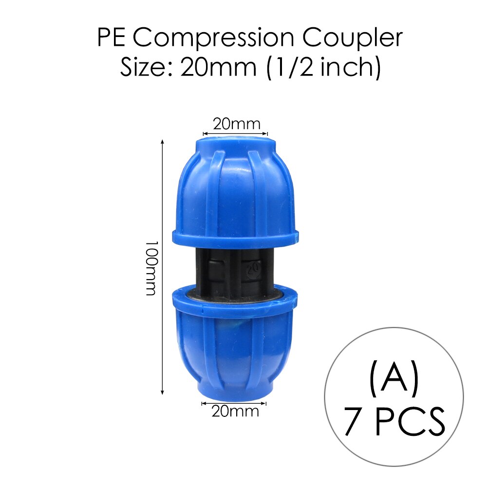 MUCIAKIE 20 25 32 40 50 60MM HDPE Compression Coupler Garden Water Connector PP Thread Irrigation Pipe Quick Connecter Fittings
