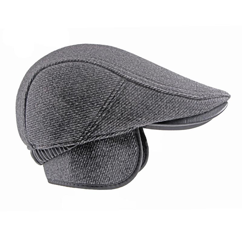 Winter Newsboy Caps for Men Flat Top Ivy Wool Blend French Beret Hats Middle-aged Retro Warm Hat