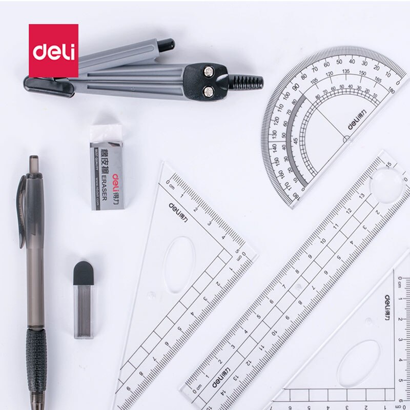 Deli Painting Set Round Rule Triangular Rule Angle Rule Student Examination Homework Drawing Set Stationery 9591