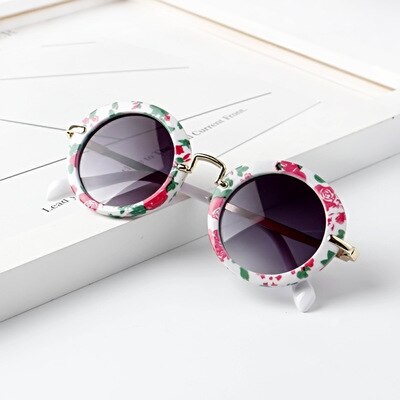 Kids Zonnebril Kinderen Zonnebril Baby Glazen Retro Ronde Frame Metal Aviator Zonnebril Jongens En Meisjes Zonnebril: Wrap flowers