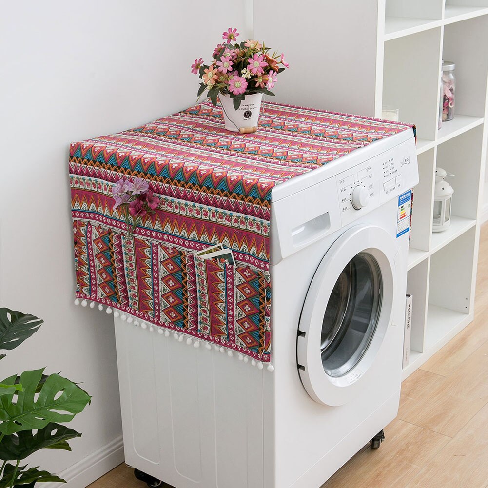 Geometriske rombestøvdæksler vaskemaskine dækker køleskabsstøvbeskytter med lomme bomuldsstøvdæksler rengøring til hjemmet: 2