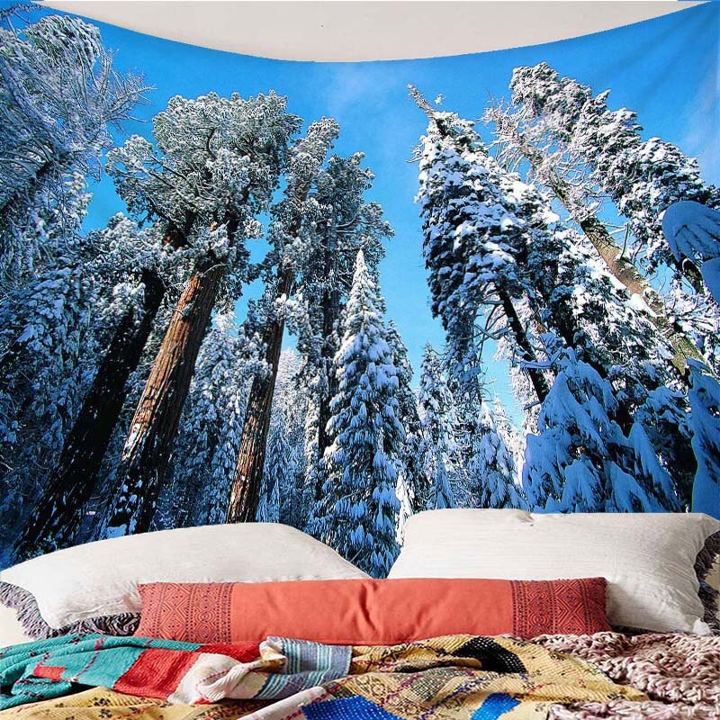 Tapiz colgante de pared decoración Cedar nieve de pino impreso Decoración de casa colgando de la vida de tapiz de pared