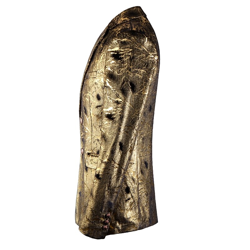 Traje de terciopelo de bronce dorado para hombre, prenda masculina de estilo coreano, informal, ajustado, con estampado dorado, talla 48-60,