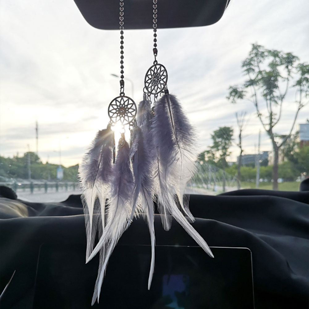 Rétroviseur de rêve | , attrape-rêve, voiture, décoration de jardin, décalcomanie de maison, suspension artistique: Gris