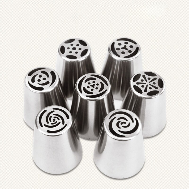 8 stk/set Rvs Russische Tulp Icing Piping Nozzles Pastry Decoratie Tips Cake Decoratie Rose Taart Tools