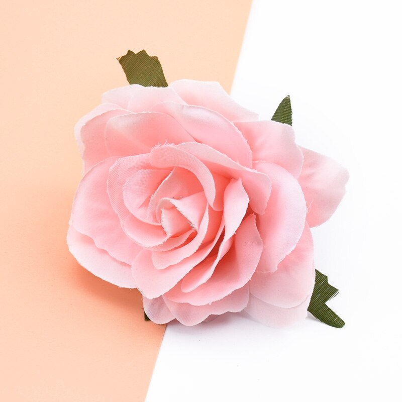 10 stk kunstige blomster til hjemmet bryllup dekoration julekrans brud broche diy håndlavet æske silke roser blomstervæg: Farve 18