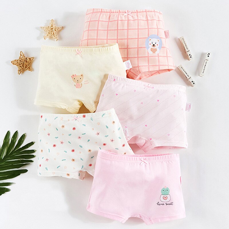 girl baby boxer short briefs panties kids students children teenagers underwear 1-8y 5pcs/lot