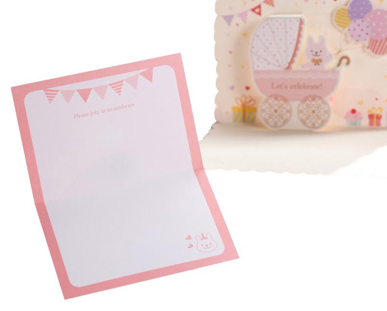 [velkommen baby] 1 stk pink & tiffany blå folde fødselsdag, bjørnebil bryllup til pige & dreng kort