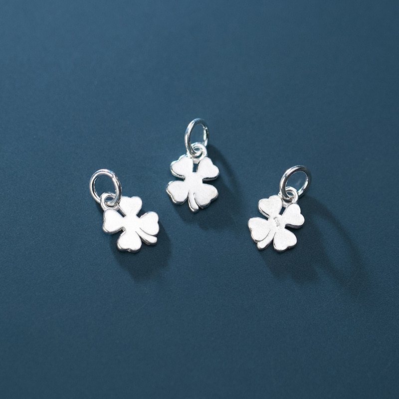 925 Sterling Silver Pretty Lucky Clover Pendants Women Men Good Luck Handmade Silver Charms Fit Bracelets DIY Jewelry Making