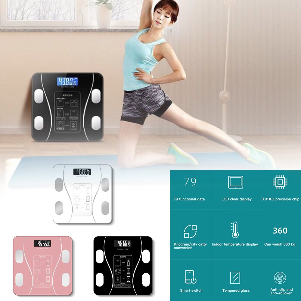 Smart Body Fat Scale Scientific Electronic LED Digital Bathroom Weight Body Composition Analyzer With Smartphone App Bluetooth